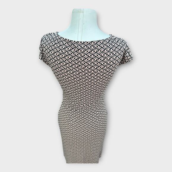 Boden Phoebe Black Tan Geometric Sheath Cotton Dress Knit Women's size 6 Long - Picture 7 of 10